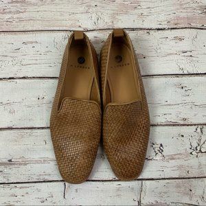H London brown woven leather loafers